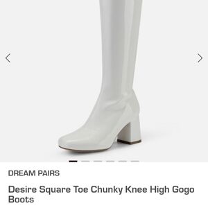 Dream Pairs White Heeled Boots with Square Toe